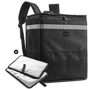 cherrboll L Insulated Pizza Delivery Backpack, Thermal Food Delivery Bag with 2 Dividers, Reusable Cooler Backpack for Bicycle Transport