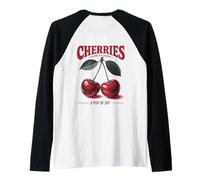 Cherries A Pop of Joy Vintage Style Farm to Market Art Back Raglan Baseball Tee