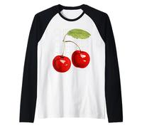Cherries Artistic Red Fruit Boho Aesthetic Graphic Raglan Baseball Tee