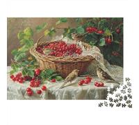 Cherries Basket Jigsaw Puzzle for Adults 1000 Piece Jigsaw Puzzle Birds Relaxation Home Decor Gift 38x26cm/1000pcs