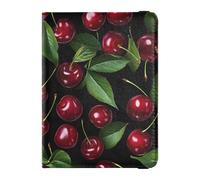 Cherries Black Tasty Leather Passport Holder Combo with Vaccine Card Slot Passport Case Lightweight