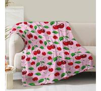 Cherries Blanket Gifts for Women Girls Mom Kids Adults Teen Birthday Christmas Valentine Present Pink Cherry Fruit Theme Decor Home Bedroom Living Room Sofa Couch Soft Cozy Plush Fleece Throw 60"x50"