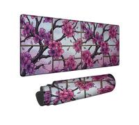 Cherries Blossom Large Mouse Pad, Floral Branch Petals Spring Peach Rubber Smooth Desk Aesthetic Long Pad Mat Desk Decor for Office Home Dorm Laptop 16x36 Inch