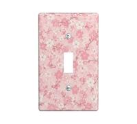 Cherries Blossom Single Light Switch Cover Plate, Spring Romantic Butterfly Branch Spring Peach Plastic Standard Size Switch Plate Decorative for Living Room Bedroom Home Office Decor (Single)