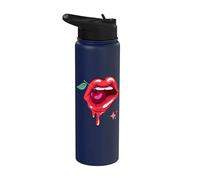Cherries Bow Kisses Cute Dripping Lips Coquette Aesthetic Stainless Steel Insulated Water Bottle