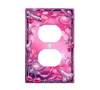 Cherries Duplex Outlet Covers Wall Plate, Fanciful Futuristic Rocket Planet Summer Peach Plastic Standard Size Wall Plates for Electrical Outlets for New Apartment Home Bedroom Office Decor