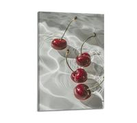 Cherries in Water Wall Art, Cherry-themed Print, Pure Poster, Transparent Canvas Picture Poster Decorative Painting Canvas Wall Posters And Art Picture Print Modern Family Bedroom Decor Posters 16x24i