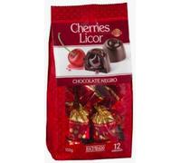 Cherries Licor Chocolate Negro, Dark Chocolate Liqueur Filled Cherries, 150g, 12 Pieces. Pack de 3