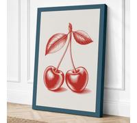 Cherries on a Stem Botanical Canvas Wall Art Print 18x12 Inch (46 x 30 cm)