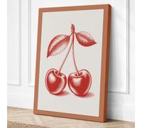 Cherries on a Stem Botanical Canvas Wall Art Print 24x16 Inch (61 x 41 cm)