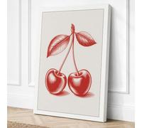Cherries on a Stem Botanical Canvas Wall Art Print 24x16 Inch (61 x 41 cm)