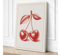 Cherries on a Stem Botanical Canvas Wall Art Print 36x24 Inch (91 x 61 cm)