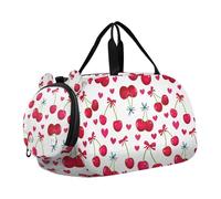 Cherries Red Kids Travel Duffel Bag for Boys Girls Overnight Weekend Tote Bag with Shoes Compartment for Dance Gym Sports