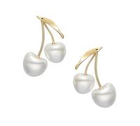 Cherries Shaped Pearls Studs Earrings Cream Cherries Pearls Dangle Earrings French Inspired Design Copper Jewelry Designers