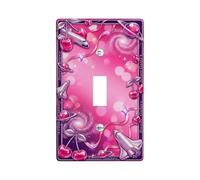 Cherries Single Light Switch Cover Plate, Fanciful Futuristic Rocket Planet Summer Peach Plastic Standard Size Toggle Light Switch Cover for Home Living Room Bedroom Bathroom Decor (Single)