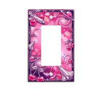 Cherries Single Rocker Light Switch Cover, Fanciful Futuristic Rocket Planet Summer Peach Plastic Standard Size Switch Plate Decorative for Bedroom Bathroom Kitchen Entrance Decor