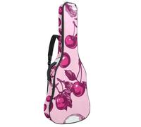 Cherries Skulls on a Pink Background Padded Guitar Bag, Protective Acoustic Guitar Cover Gig Bag for Electric Bass Classical Guitar