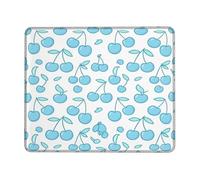 Cherries Small Mouse Pad, Playful Modern Leaf Blue Summer Blue Square Rubber Smooth Aesthetic Mousepads for Desk Desk Accessories for Gaming Computer Laptop Square 8x10 Inch