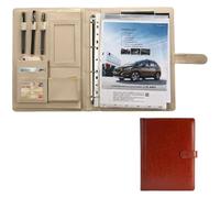 Cherrii Conference Folder, Agenda Organizer,Padfolio A4 Business Portfolio with 4-Ring Binder and Clipboard Interview/Legal Document for Men and Women(Brown)