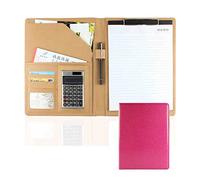 Cherrii Conference Folder,Business Portfolio A4 Padfolio Professional Binder PU Leather Document Organizer with Writing Pad and Calculator(Red)