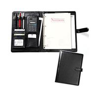 Cherrii Conference Folder, Padfolio A4 Business Portfolio Multifunctional Leather Binder with Zipper Interview with Writing Pad and 8 Bit Calculator Gift for Men Women(Black)