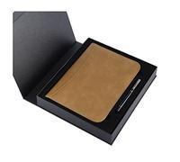 Cherrii Conference Folder, Padfolio A5 Business Portfolio Multifunctional Zippered Binder Waterproof Leather Meeting with Writing Pad and Calculator(Brown 2)