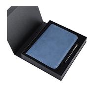 Cherrii Conference Folder, Padfolio A5 Business Portfolio Multifunctional Zippered Binder Waterproof Leather Meeting with Writing Pad and Calculator(Blue 2)