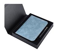 Cherrii Conference Folder, Padfolio A5 Business Portfolio Multifunctional Zippered Binder Waterproof Leather Meeting with Writing Pad and Calculator(Blue 1)