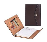 Cherrii Conference Folder,Padfolio A5 Business Portfolio PU Leather Waterproof Executive Document Organizer for Men and Women School Office Conferences(Brown 2)