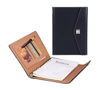 Cherrii Conference Folder,Padfolio A5 Business Portfolio PU Leather Waterproof Executive Document Organizer for Men and Women School Office Conferences(Black)