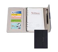 Cherrii Conference Folder,Padfolio A5 Leather Portfolio Holder Ring File Document Case with Removable Binder Clipboard Executive Business Organizer(Black)