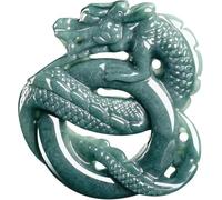 Cherrii Natural A-Grade Jadeite 3D Hollow Carved Dragon Pendant, Coiled Dragon Jade Charm Necklace, Versatile Amulet Jewelry For Men Women