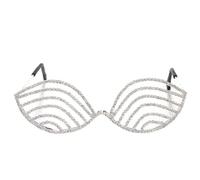 Cherrii Rhinestone Eyeglasses Frame | Metal Half Frame Fake Glasses Street Shooting Trendy Costume Accessories