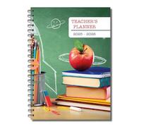 Cherry 2025-2026 Teacher's Planner | A5 Spiral Bound | Weekly Lesson Plans, Attendance, Grades & More | 120 Pages | Durable & Practicle Design | Apple Cover