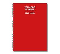 Cherry 2025-2026 Teacher's Planner | A5 Spiral Bound | Weekly Lesson Plans, Attendance, Grades & More | 120 Pages | Durable & Practicle Design | Red Cover