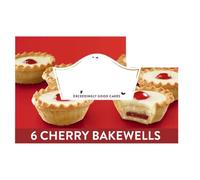 Cherry Bakewell Tarts, Classic Iced Sponge Cakes with Cherry, 6 Pack,Ideal for packed lunches, afternoon tea, or as an everyday treat, these exceedingly good cakes are a true classic.