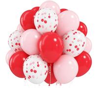 Cherry Balloons, 12 Inch Red and Pink Balloons Cherry on Top Balloon Pastel Baby Pink Matte Red Helium Latex Party Balloon for Girls Women Birthday Bridal Baby Shower Wedding Party Decorations