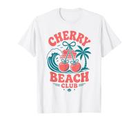 Cherry Beach Club Summer Surf Ocean Vacation Retro Cute Bow T-Shirt