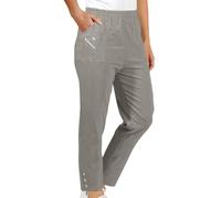 Cherry Berry Cropped Trousers Womens Capri Trousers Ladies Cherry Berry Plain Three Quarter 3/4 Length Stretch fit Elasticated Waist Summer Cropped Pants Short Size Gray