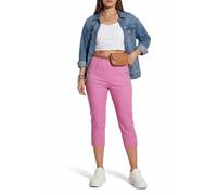 Cherry Berry Women's Capri Pants with Elastic Waist and Zipper Pockets (UK, Numeric, 18, Regular, Regular, Fuchsia)