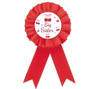 Cherry Big Sister Badge Pin, Pink Bows Happy Birthday Girl Button Pin, Red Rosette Sweet Berry Sister to Be Award Ribbon for Girl, She Is The Cherry on Top Themed Party Supplies