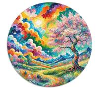Cherry Blossom 1000 Pieces Jigsaws Stress Reliever Difficult Challenge for Adults & Kids Unique Challenge Game Landscape Round Family Game Gifts 1000pcs (67.5x67.5cm)