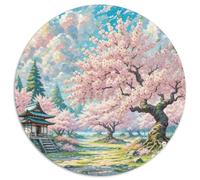 Cherry Blossom 1000 Pieces Scenery Round Jigsaw Puzzles 100% Recycled Cardboard Beautiful Decoration for Adults And Kids 1000pcs (67.5x67.5cm)