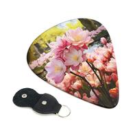 Cherry Blossom And Tulips Guitar Plectrums, 6 Guitar Plectrums, Double Sided Printing, For Acoustic Guitar, Bass, Ukulele, Electric Guitar (0.46 Mm 0.71 Mm 0.96 Mm)