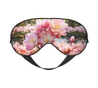 Cherry Blossom and Tulips Sleep Mask for Women & Men - Double-Sided Eye Mask with Adjustable Strap, Soft Silky Feel, Light-Blocking & Breathable for Travel, Nap, Shift Work, Yoga