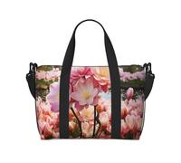 Cherry Blossom and Tulips Travel Tote Bag Unisex, Water-Resistant Weekend Gym Bag, Large Capacity Adjustable Shoulder Strap Travel Bag