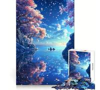 Cherry Blossom Anime Landscape Jigsaw Puzzles 1000 Pieces Clear Thinking Calm Downtime Precise Edges Chic Xmas Gift (38x26cm)