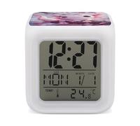 Cherry Blossom Axolotl Alarm Clock Portable Digital Clock Multi-Function LED Clock for Bedroom Home Office