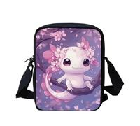 Cherry Blossom Axolotl Crossbody Bag for Travel Womens Mens Small Messenger Bag Lightweight Shoulder Bag Purse Wallet Organizer