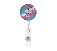 Cherry Blossom Badge Reel Retractable Clip Work Badge Holder Lightweight Plastic Name Card Holder ID Badge Clips for Nurses Office Gifts